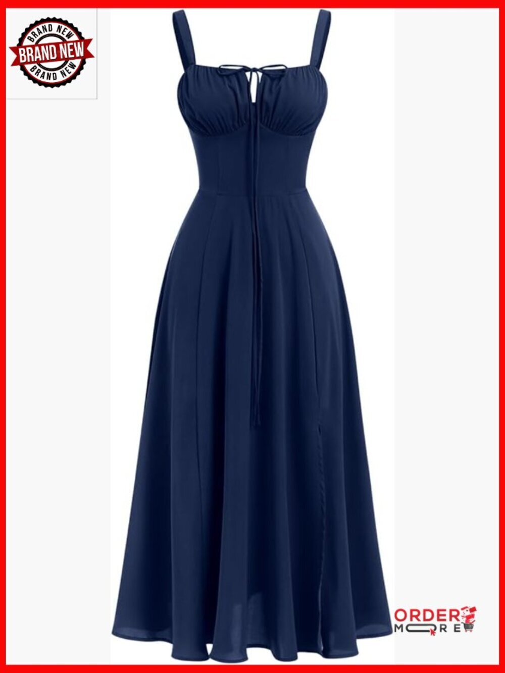 Floral Corset Lace-Up Midi Dress Spaghetti Strap
